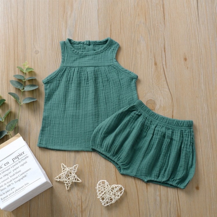 

Children multicolor vest + big PP shorts two-piece suit (Color:Green Size:70)
