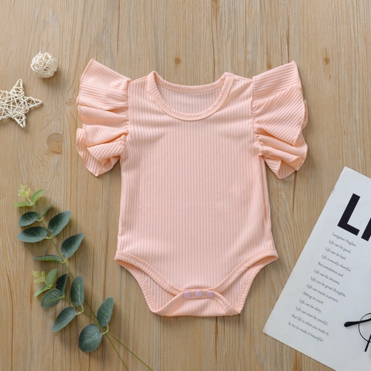 

Baby One-piece Romper With Large Lace Sleeves (Color:Pink Size:70)