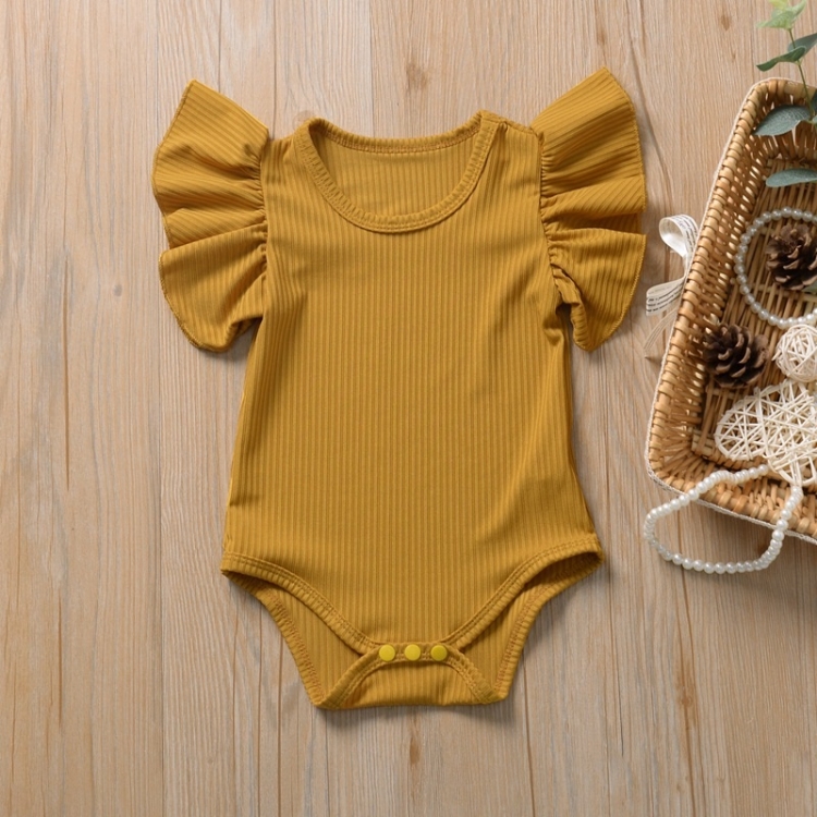 

Baby One-piece Romper With Large Lace Sleeves (Color:Yellow Size:100)