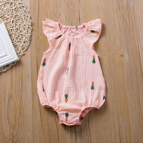 

Baby Girl Fold Print Cartoon Pattern Jumpsuit (Color:Pink Radish Size:80)