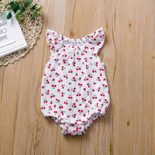 

Baby Girl Fold Print Cartoon Pattern Jumpsuit (Color:Red Cherry Size:90)