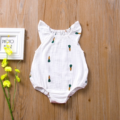 

Baby Girl Fold Print Cartoon Pattern Jumpsuit (Color:White Radish Size:90)