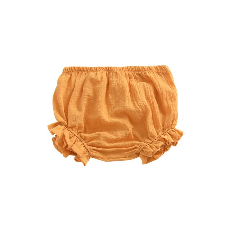

Pure Color Cotton And Linen Lace Casual Triangle Shorts (Color:Ginger Size:80)