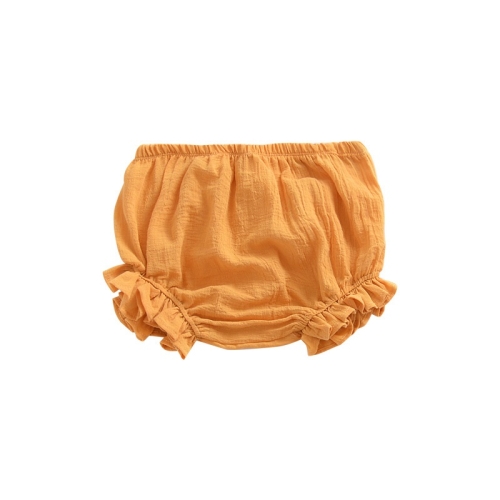 

Pure Color Cotton And Linen Lace Casual Triangle Shorts (Color:Ginger Size:100)