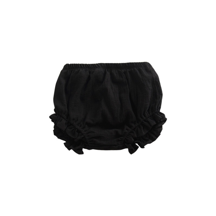 

Pure Color Cotton And Linen Lace Casual Triangle Shorts (Color:Black Size:80)