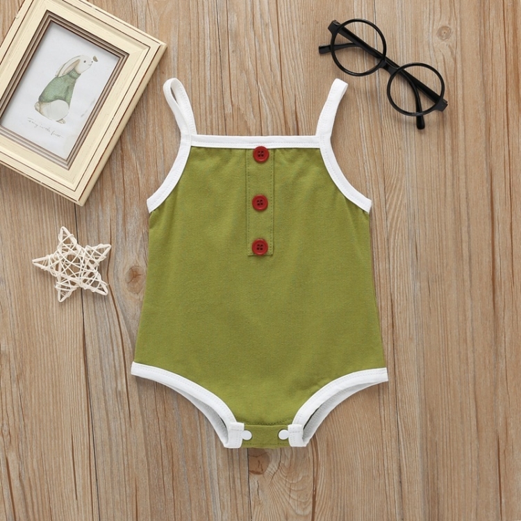 

Solid Color Sleeveless Sling Bodysuit For Babies (Color:Green Size:80)