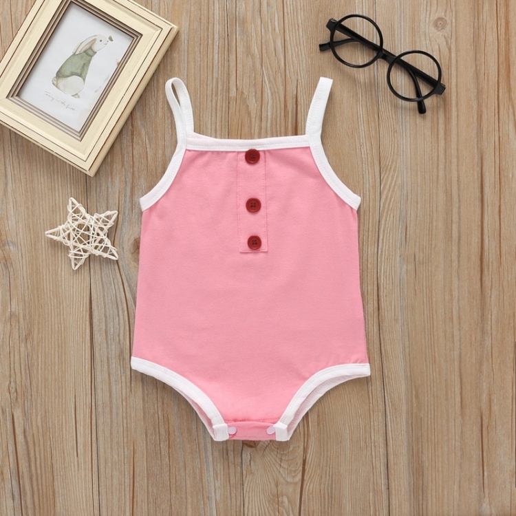 

Solid Color Sleeveless Sling Bodysuit For Babies (Color:Pink Size:80)