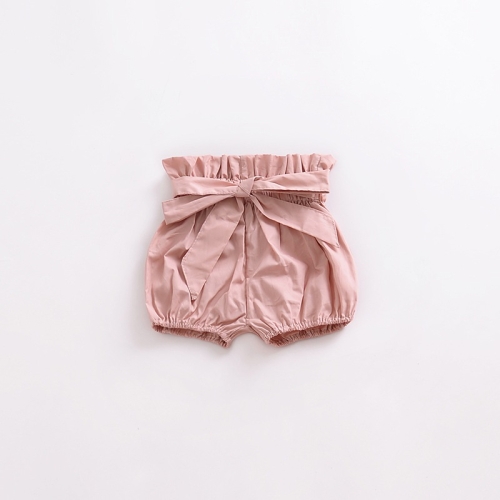 

Girls Bowknot Trousers With Wood Ears (Color:Bean Pink Size:90)