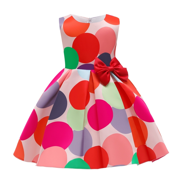 

GirlsVest Skirt Dot Print Princess Dress (Color:Photo Color Size:150)
