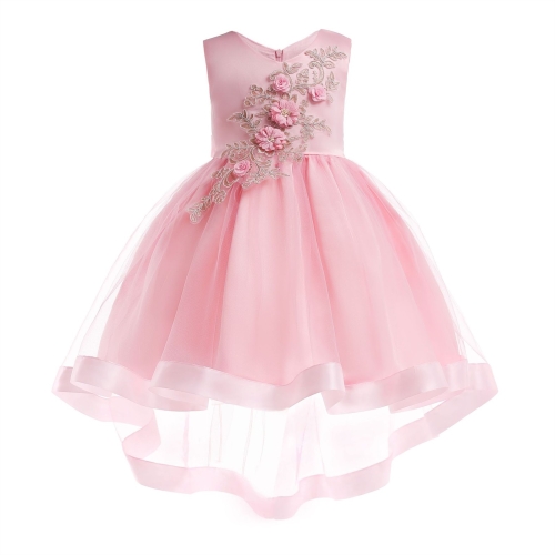 

Girls Embroidered V-neck Mesh Princess Dress (Color:Pink Size:150)