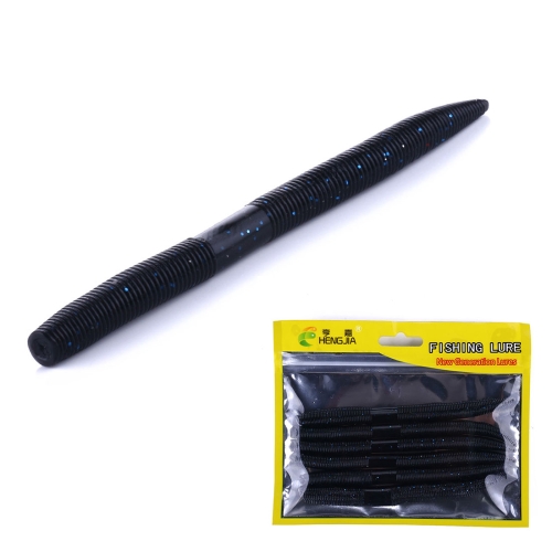 

HENGJIA SO102 6 PCS 14cm/8.5g Big Earthworm Soft Worm Fishing Lure Artificial Rubber Silicone Bait for River Lake Sea Fishing Tackle (Black+Blue)