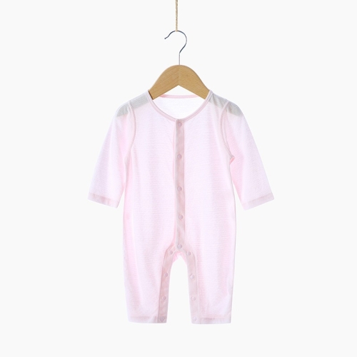 

Baby Bamboo Fiber Long-sleeved Bodysuit (Color:Pink Size:80)