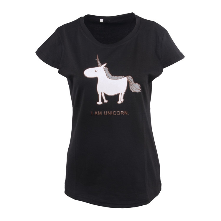 

Graphic Printed Round Neck Short-sleeved T-shirt Women (Color:Black Size:S)
