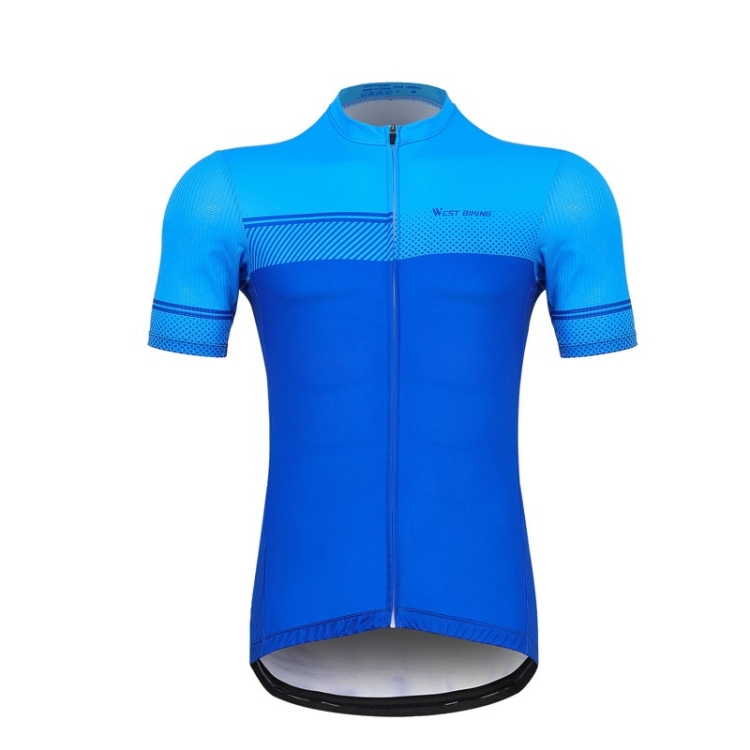 

WEST BIKING YP0206164 Summer Polyester Breathable Quick-drying Round Shoulder Short Sleeve Cycling Jersey for Men (Color:Blue Size:XS)