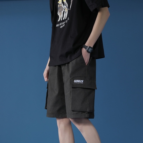 

Summer Cotton Letter Pattern Loose Casual Cargo Shorts for Men (Color:Army Green Size:M)