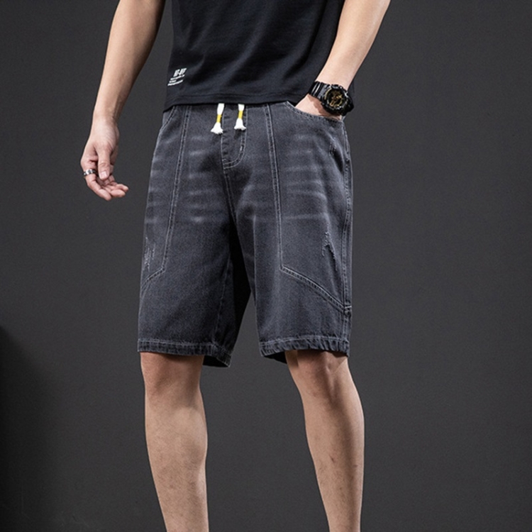 

Summer Letter Pattern Casual Loose Denim Shorts for Men (Color:Black Size:M)