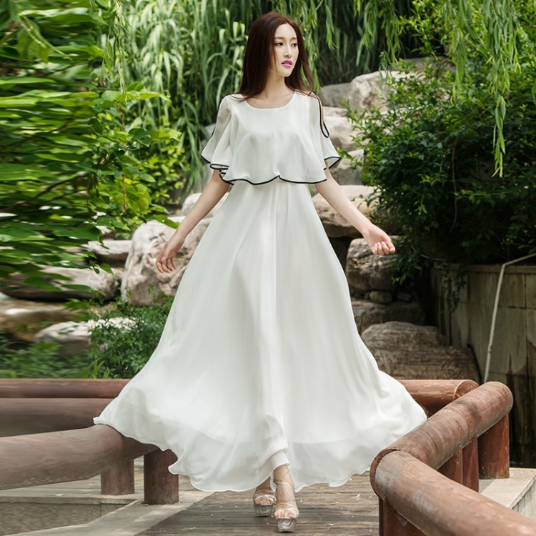 

Slim Slimming Fake Two Chiffon Dresses (Color:White Size:S)