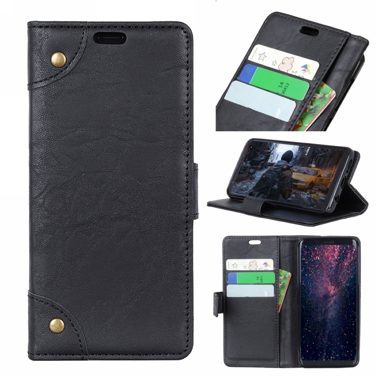 

Copper Buckle Retro Crazy Horse Texture Horizontal Flip Leather Case for Huawei Honor View 20, with Holder & Card Slots & Wallet (Black)