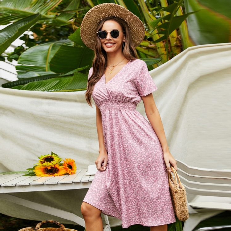 

Fashion Loose Floral V-neck Dress