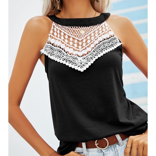 

Women Lace Hollow Stitching Vest (Color:Black Size:XL)