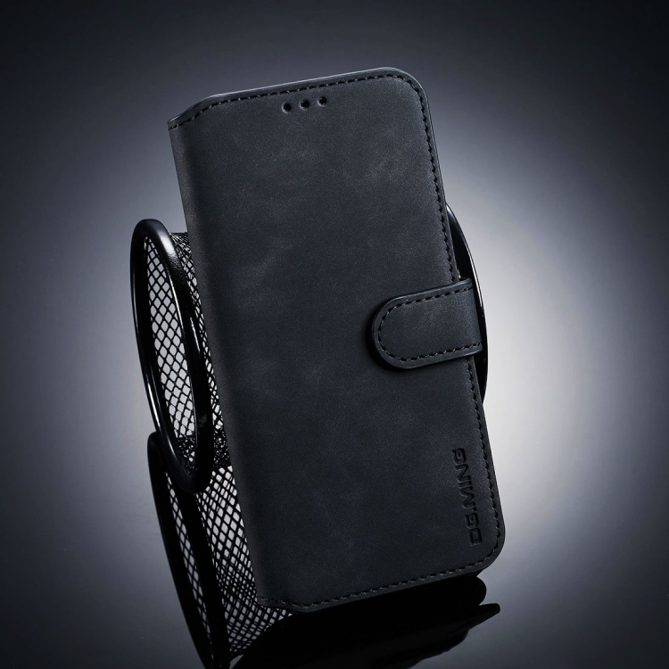 

DG.MING Retro Oil Side Horizontal Flip Case for Galaxy J6 (2018) , with Holder & Card Slots & Wallet (Black)