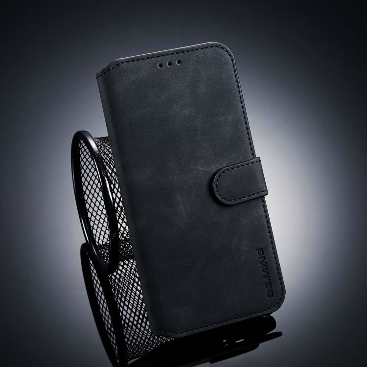 

DG.MING Retro Oil Side Horizontal Flip Case for Galaxy J6+ , with Holder & Card Slots & Wallet (Black)