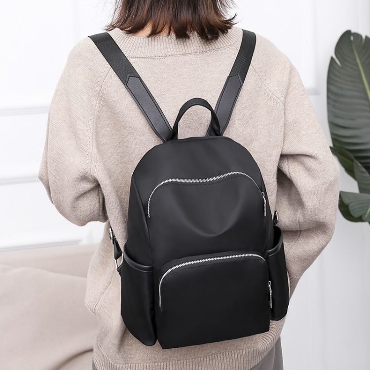 

Solid Color Fashion Girls Backpack Waterproof Backpack Anti-theft Backpack (Black)