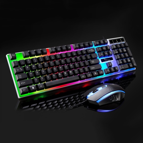KANEED ZGB G20 1600 DPI Professional Wired RGB Backlight Mechanical Feel Suspension Keyboard Color : White Black Gaming Keyboard Optical Mouse Kit for Laptop PC